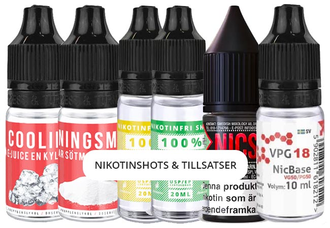 köp Nikotinshots & tillsatser till vapes online